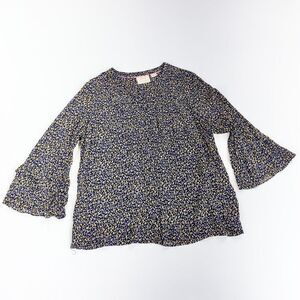 Anthropologie Maeve bell sleeve button up floral pattern blouse top M